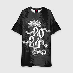 Платье клеш для девочки Дракон форма 2024, цвет: 3D-принт