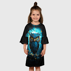 Платье клеш для девочки Halloween - ночная сова, цвет: 3D-принт — фото 2