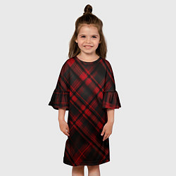 Платье клеш для девочки Тёмно-красная шотландская клетка, цвет: 3D-принт — фото 2