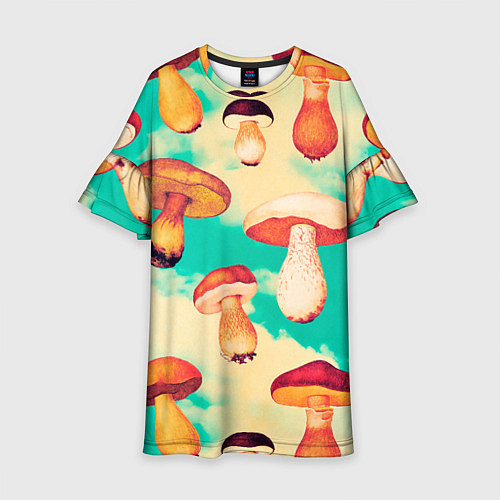 Детское платье Грибы в небе паттерн / 3D-принт – фото 1