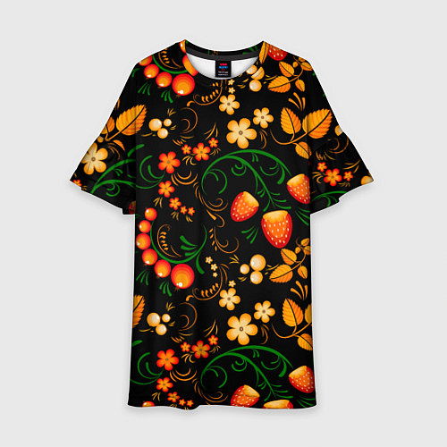 Детское платье Хохлома - цветы и ягоды / 3D-принт – фото 1