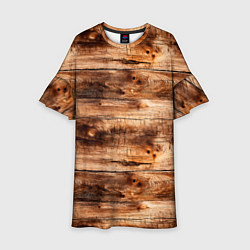 Платье клеш для девочки Старая деревянная обшивка, цвет: 3D-принт