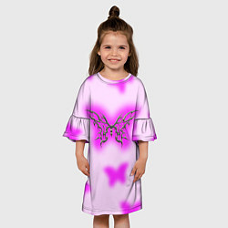 Платье клеш для девочки Y2K purple butterfly, цвет: 3D-принт — фото 2