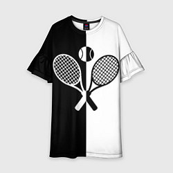 Детское платье Теннис - чёрно белое