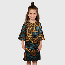 Платье клеш для девочки Паттерн в викингском стиле, цвет: 3D-принт — фото 2