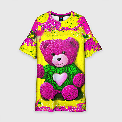 Детское платье Розовый мишка в свитере / 3D-принт – фото 1