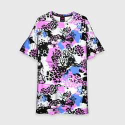Платье клеш для девочки Multicolored wild cats, цвет: 3D-принт