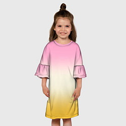 Платье клеш для девочки Розовый бежевый желтый градиент, цвет: 3D-принт — фото 2