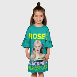 Платье клеш для девочки Rose - девушка певица из группы Blackpink, цвет: 3D-принт — фото 2