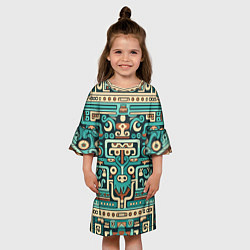 Платье клеш для девочки Абстрактный паттерн в ацтекском стиле, цвет: 3D-принт — фото 2