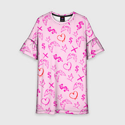 Платье клеш для девочки Паттерн - розовые граффити, цвет: 3D-принт