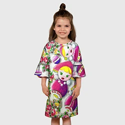 Платье клеш для девочки Неваляшки в кокошниках, цвет: 3D-принт — фото 2