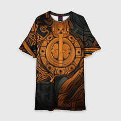 Платье клеш для девочки Узор в скандинавском фолк-арт стиле, цвет: 3D-принт