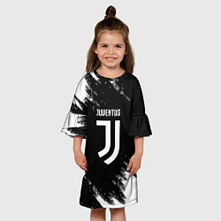 Платье клеш для девочки Juventus спорт краски черно белый, цвет: 3D-принт — фото 2
