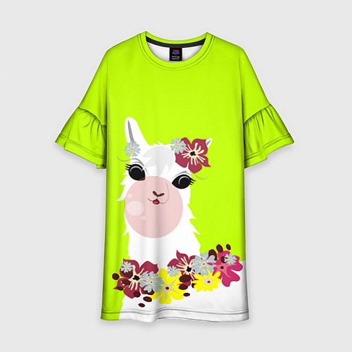 Детское платье Лама - альпака в венке / 3D-принт – фото 1