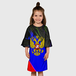 Платье клеш для девочки Герб РФ патриотический стиль, цвет: 3D-принт — фото 2