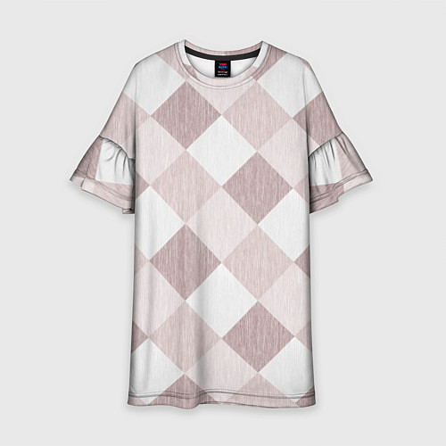 Детское платье Геометрический светло коричневый узор квадраты / 3D-принт – фото 1