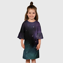 Платье клеш для девочки Космос и звезды на темном фоне, цвет: 3D-принт — фото 2