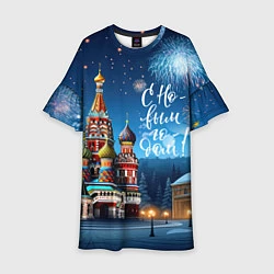 Платье клеш для девочки Москва новогодняя, цвет: 3D-принт