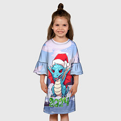 Платье клеш для девочки Символ года дракон 2024, цвет: 3D-принт — фото 2