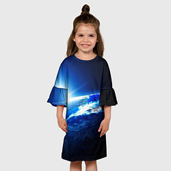 Платье клеш для девочки Восход солнца в космосе, цвет: 3D-принт — фото 2