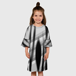 Платье клеш для девочки Черные размытые овалы и полосы, цвет: 3D-принт — фото 2