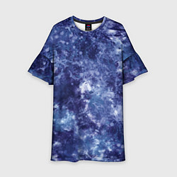 Платье клеш для девочки Абстракция - sea blue, цвет: 3D-принт