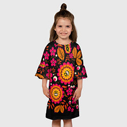 Платье клеш для девочки Хохлома параноидальная, цвет: 3D-принт — фото 2