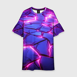 Платье клеш для девочки Неоновые фиолетовые камни со свечением, цвет: 3D-принт
