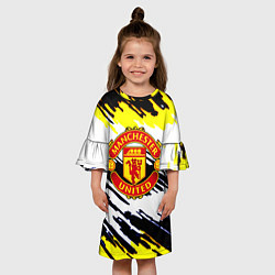 Платье клеш для девочки Манчестер Юнайтед клуб краски, цвет: 3D-принт — фото 2