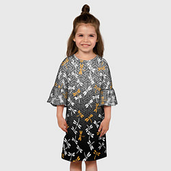 Платье клеш для девочки Стрекозы поверх графики, цвет: 3D-принт — фото 2