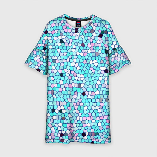 Детское платье Мозаика розово-голубая / 3D-принт – фото 1