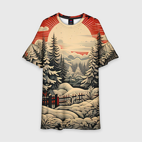 Детское платье Блеск снежинок новогодний стиль / 3D-принт – фото 1