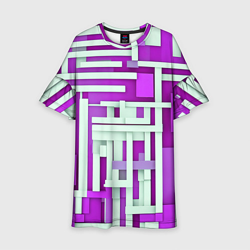 Детское платье Полосы на фиолетовом фоне / 3D-принт – фото 1