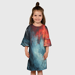 Платье клеш для девочки Контраст воды и огня, цвет: 3D-принт — фото 2