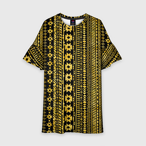 Детское платье Африканские узоры жёлтый на чёрном / 3D-принт – фото 1