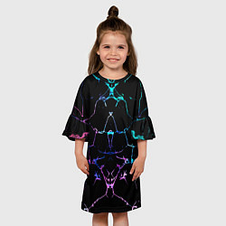 Платье клеш для девочки Неоновые трещины узоры, цвет: 3D-принт — фото 2