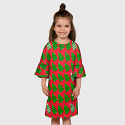 Платье клеш для девочки Рождественские ёлки, цвет: 3D-принт — фото 2