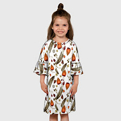 Платье клеш для девочки Перья и физалис, цвет: 3D-принт — фото 2