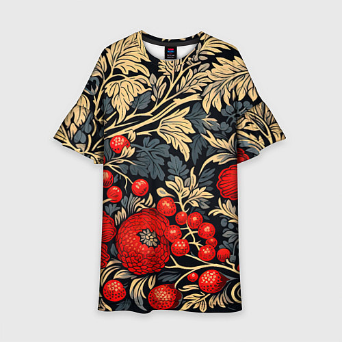 Детское платье Новогодние ягодки и узоры / 3D-принт – фото 1