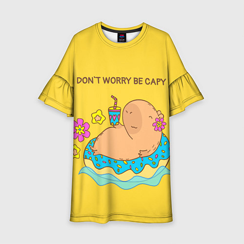 Детское платье Капибара dont worry be capy / 3D-принт – фото 1