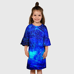 Платье клеш для девочки Синий лёд и снежинки, цвет: 3D-принт — фото 2