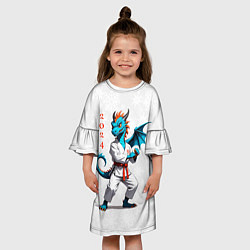 Платье клеш для девочки Дракон на спорте 2024, цвет: 3D-принт — фото 2