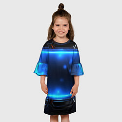 Платье клеш для девочки Синий неоновый экран, цвет: 3D-принт — фото 2