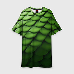 Платье клеш для девочки Зеленая чешуя змеи, цвет: 3D-принт