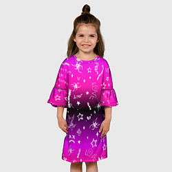 Платье клеш для девочки Тату Лил Пипа на фиолетовом, цвет: 3D-принт — фото 2
