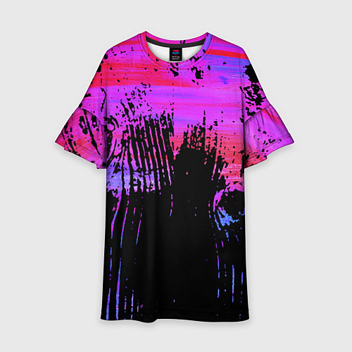 Детское платье Розово синий сочный гранж / 3D-принт – фото 1