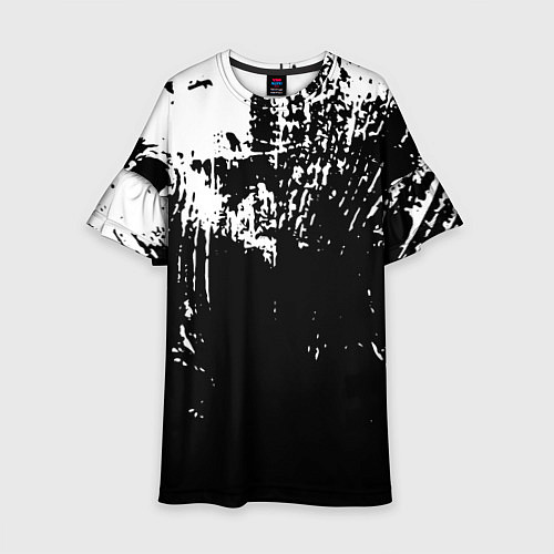 Детское платье Черно-белый гранж текстуры дерева / 3D-принт – фото 1