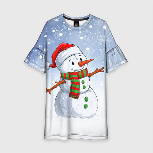 Детское платье Весёлый снеговик в колпаке / 3D-принт – фото 1