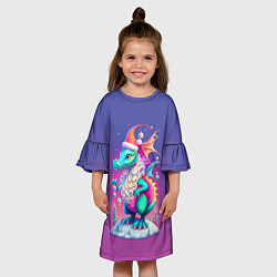 Платье клеш для девочки Новогодний дракончик - нейросеть, цвет: 3D-принт — фото 2